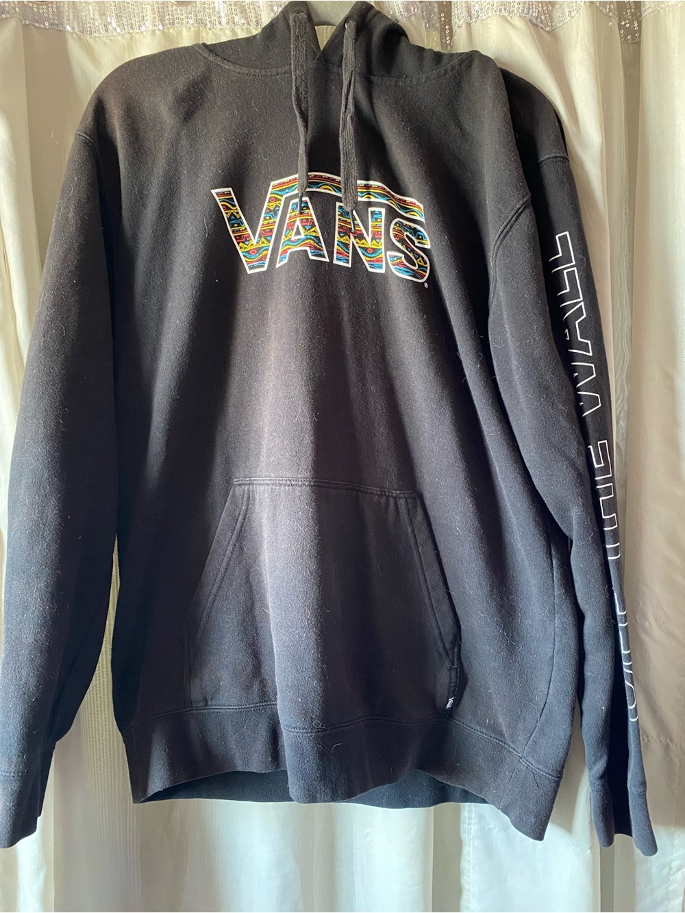 Vans Black Hoodie with color Small White Logo Tab